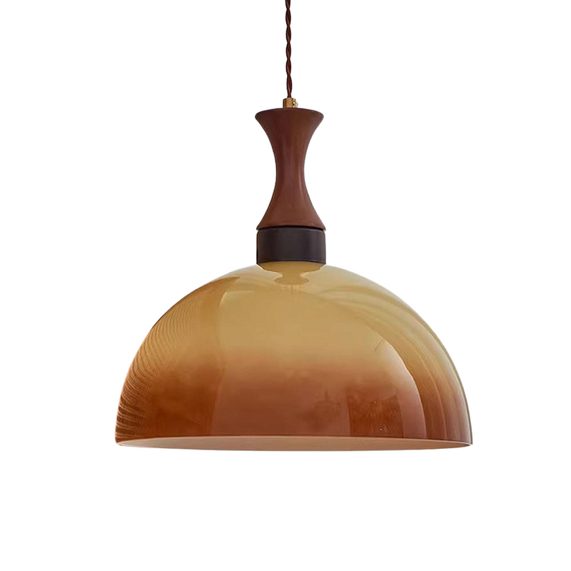 Retro Amber Glass Farmhouse Pendant Light