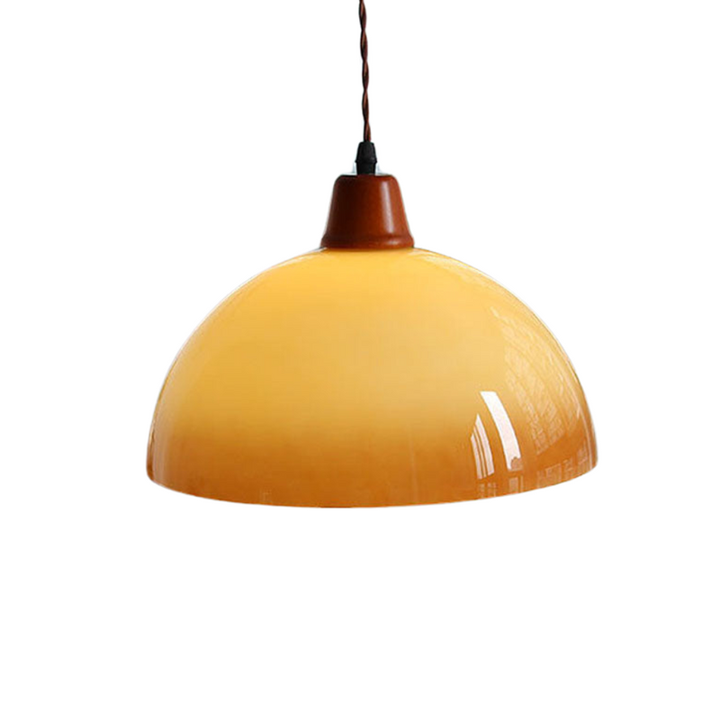 Retro Amber Glass Farmhouse Pendant Light