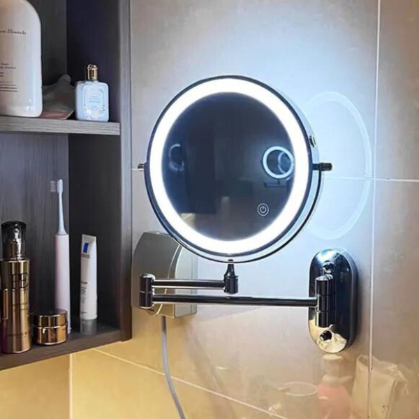 Black Rechargeable LED Magnifying mirror for Make-up and Bathroom