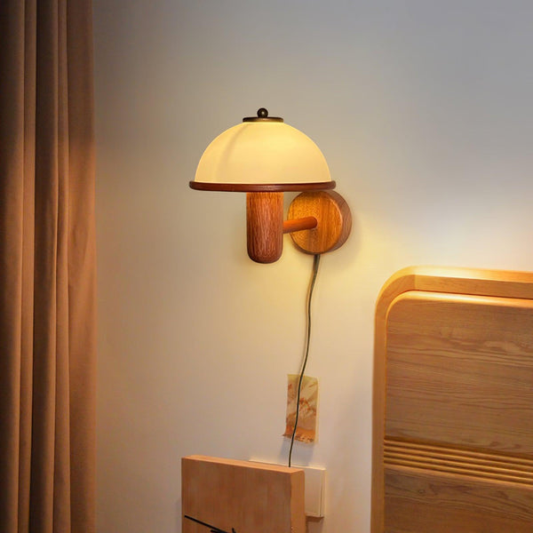 Mushroom Wood Wall Light