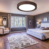 Plafonnier rond en grain de bois 