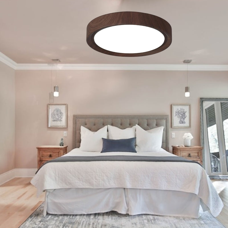 Plafonnier rond en grain de bois 