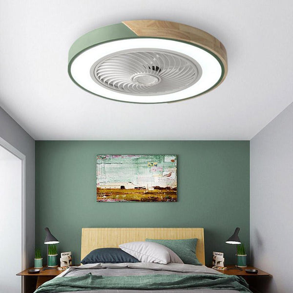 Round Square Integrated LED Bladeless Ceiling Fan Light with Remote Control