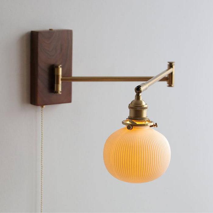 Ceramic Wall Lamp With Wood Plate