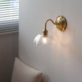 Curved Gooseneck Glass Brass Wall Sconce Lamp