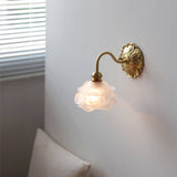 Curved Gooseneck Glass Brass Wall Sconce Lamp