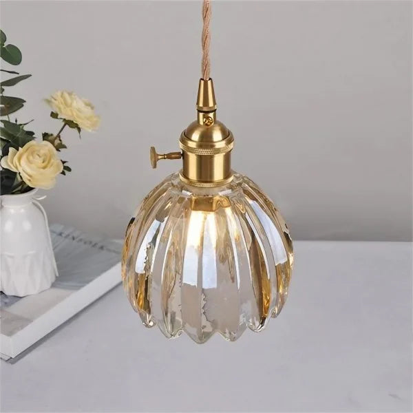 Japanese Retro Glass Flower Pendant Light