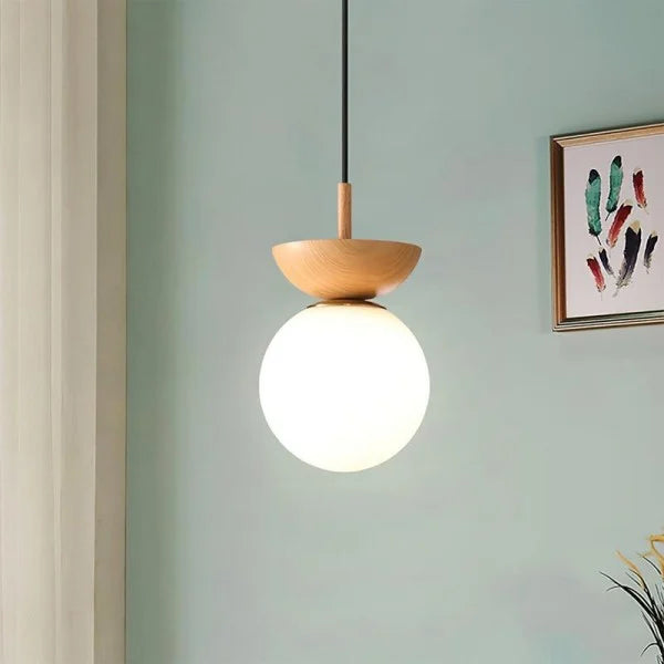 Nordic Pendant Light Made from Half-Wood