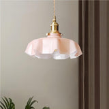 Retro glass flower cream hanging lamp