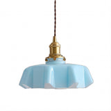 Retro glass flower cream hanging lamp