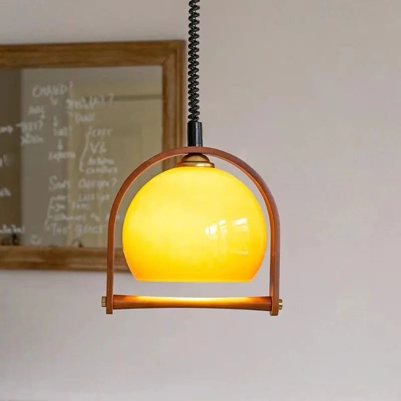 Vintage Bauhaus Wood Pendant Lights